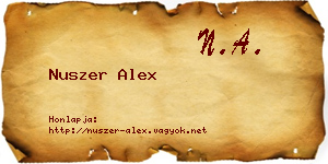 Nuszer Alex névjegykártya